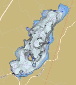 map of depths of mary lake